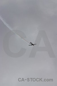 Airplane gray smoke.