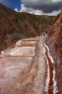 Altitude salt mine maras water andes.