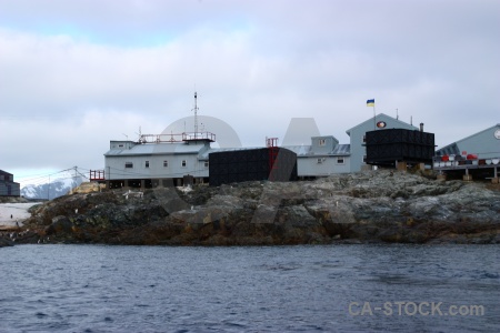 Argentine islands research station sky galindez island building.