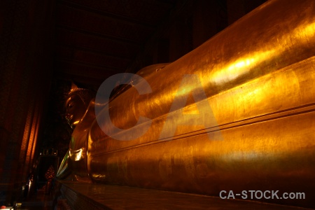 Asia temple of the reclining buddha gold inside buddhism.