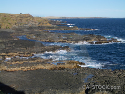 Blue landscape coast.