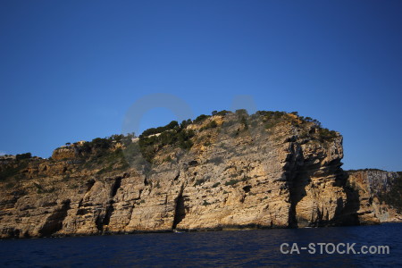 Blue sea cliff rock europe.