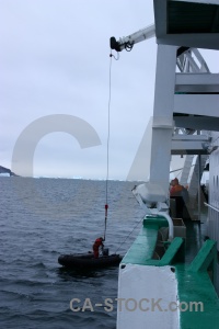 Boat hanging dinghy south pole horseshoe island.