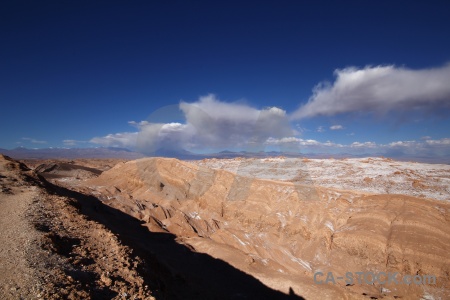 Cloud valley of the moon salt desert landscape.