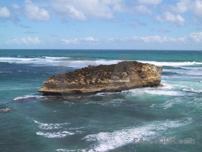 Coast rock cliff blue.