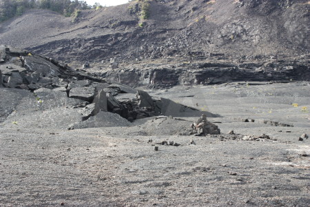 Crater gray volcanic lava.