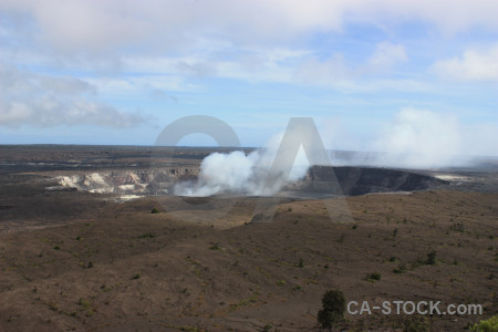 Crater volcanic smoke landscape.