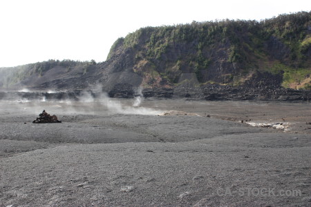 Crater white gray volcanic lava.