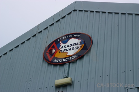 Day 8 vernadsky research station sign sky.