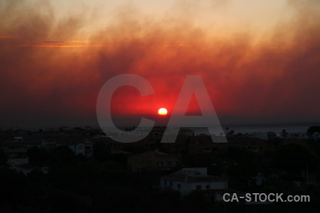 Europe smoke montgo fire sunset sunrise.