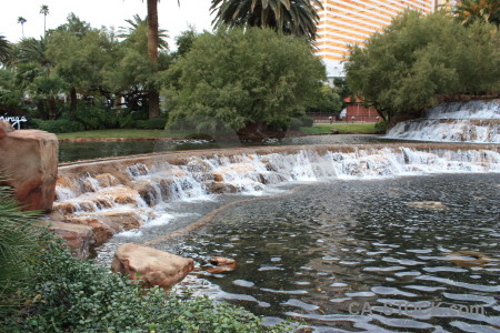 Fountain green water pool waterfall.