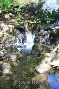 Green waterfall water.