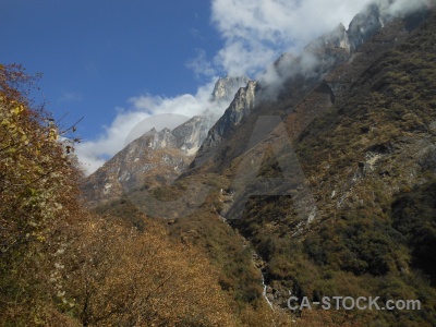 Himalayan modi khola valley mountain tree annapurna sanctuary trek.