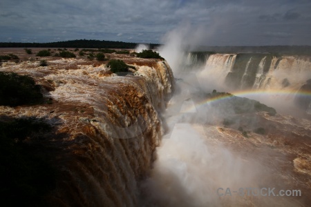Iguacu falls brazil water spray iguazu river.