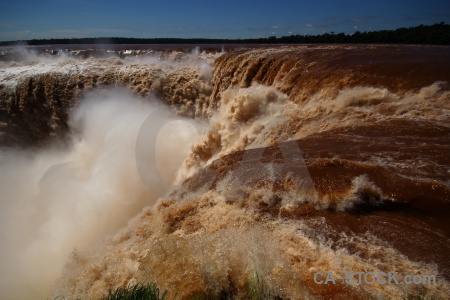 Iguacu falls spray argentina river water.
