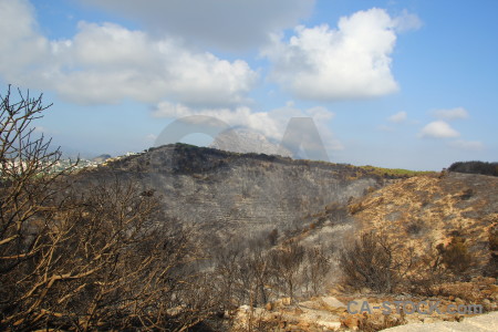 Javea ash burnt spain montgo fire.