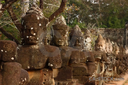 Khmer southeast asia stone angkor thom south gate.