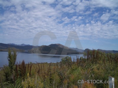 Lake mountain water landscape.