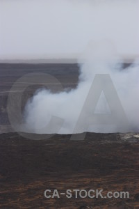 Landscape gray crater volcanic smoke.
