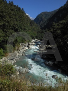 Modi khola valley himalayan river nepal annapurna sanctuary trek.