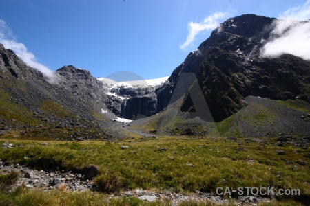 Mountain new zealand rock grass cloud.