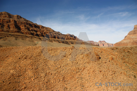 Mountain orange blue brown landscape.