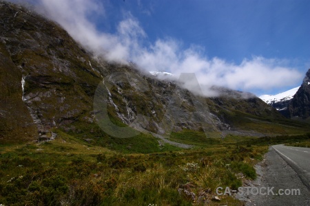 Mountain road sky new zealand south island.