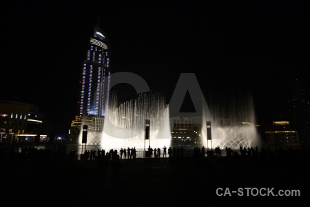 Night dubai asia fountain middle east.