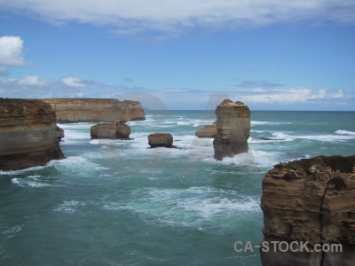 Rock cliff coast blue.