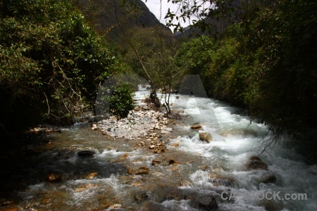 Rock kusichaka river south america inca trail peru.