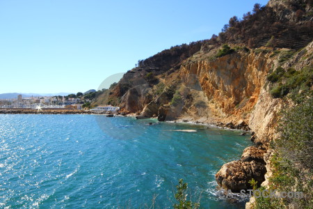 Sea javea blue spain cliff.