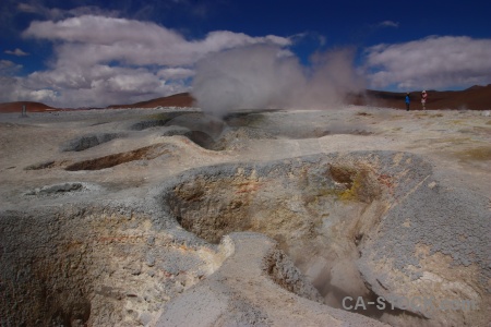 Sky volcanic geyser landscape andes.