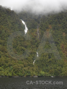 Sound mountain fiord waterfall tree.