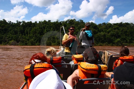 South america tree speedboat iguacu falls iguazu river.