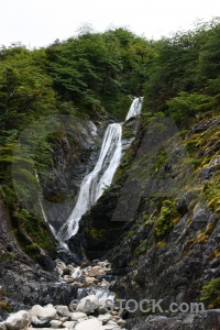 South america waterfall rock french valley circuit trek.