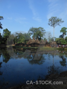Southeast asia ruin stone water prasat banteay srei.