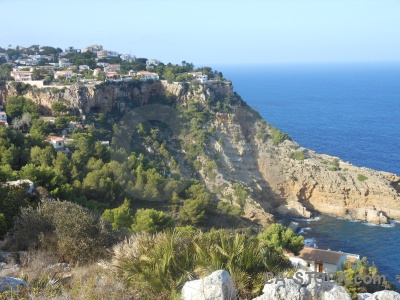 Spain cliff javea water tree.