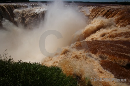 Spray iguassu falls water argentina south america.