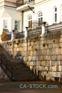 Stair white brown step wall.