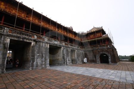 Tile building asia vietnam royal palace.