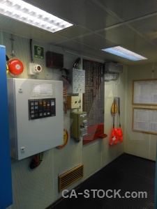 Vehicle machinery inside switch control room.