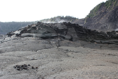 Volcanic crater white gray lava.