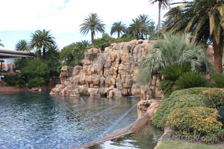 Water cliff fountain pool rock.