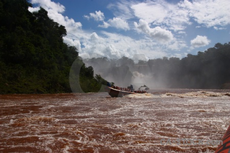 Waterfall iguacu falls iguazu river water vehicle.
