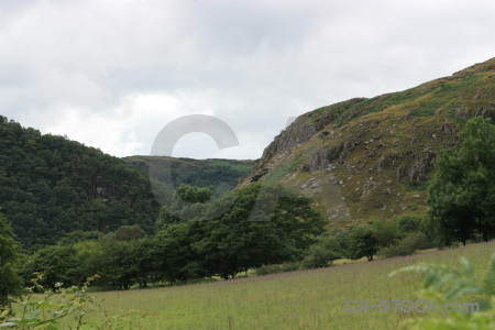 White mountain green landscape.