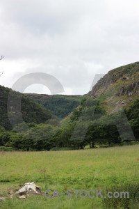 White mountain green landscape.